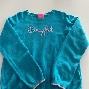 Lilly Pulitzer Teal Sweater with Pink Embroidery